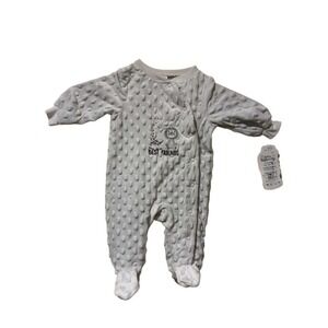 Little Beginnings 0-3M Blue Minky Dot Footed Sleep and‎ Play Giraffe Lion NEW